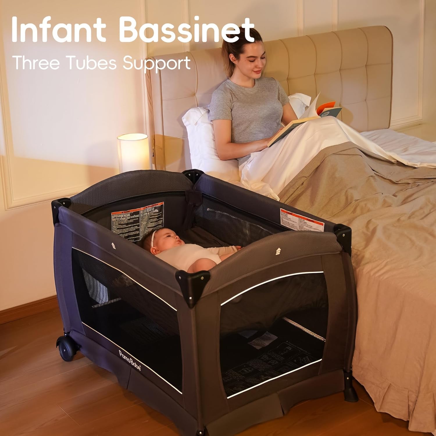 Pamo Babe Portable Playpen – Foldable Baby Playard with Mattress & Changing Table