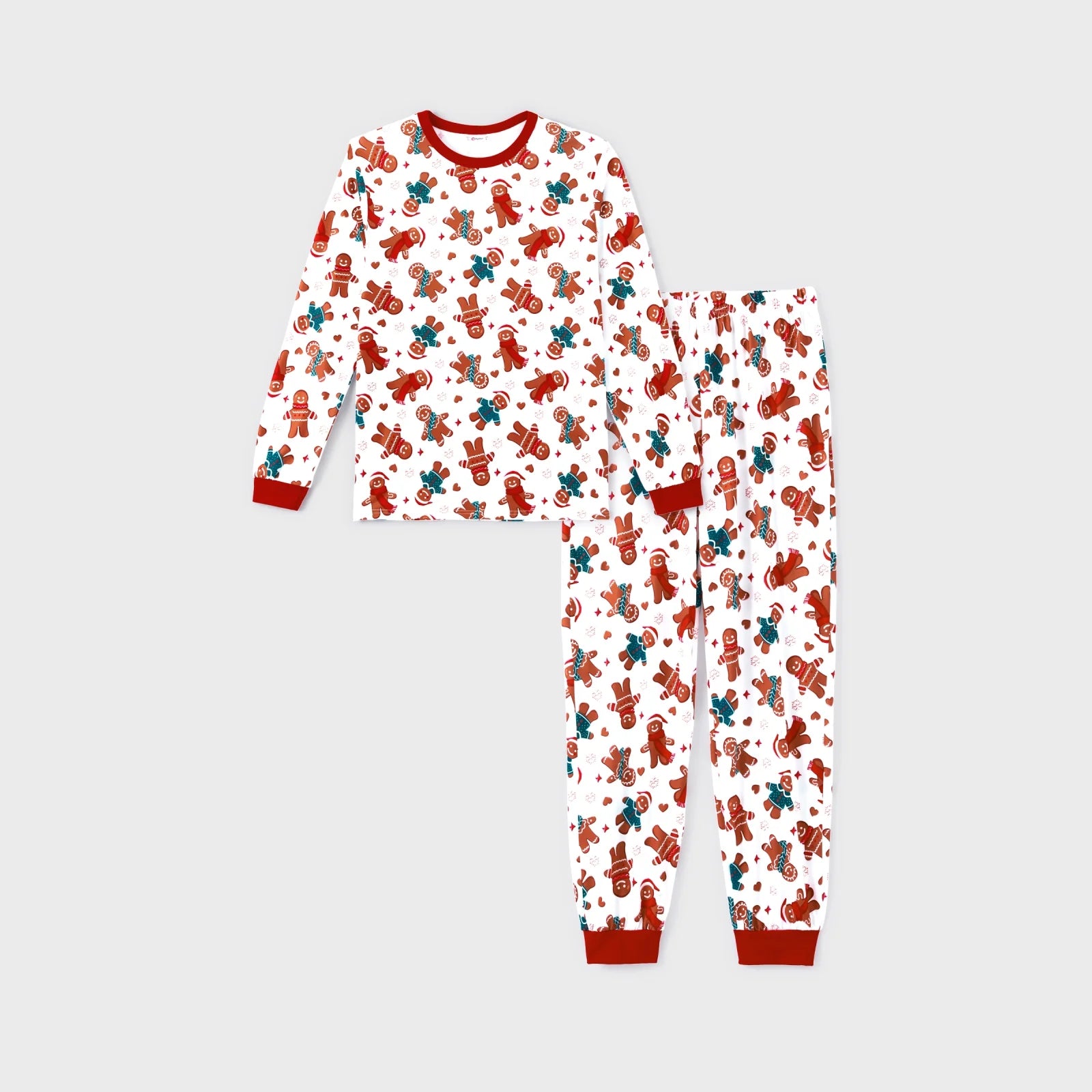 Men’s Gingerbread Christmas Pajama Set – Long Sleeve Top & Pants with Socks (Size L)