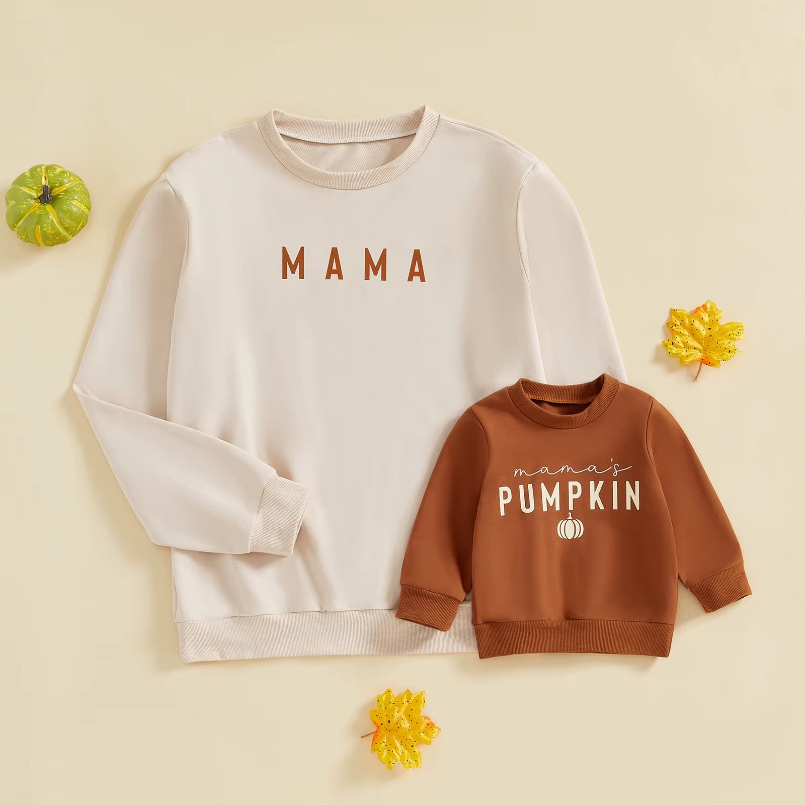 Family Matching Outfit Baby Girl Halloween Clothes Long Sleeve Pumpkin Printed Crew Neck Sweatshirts
