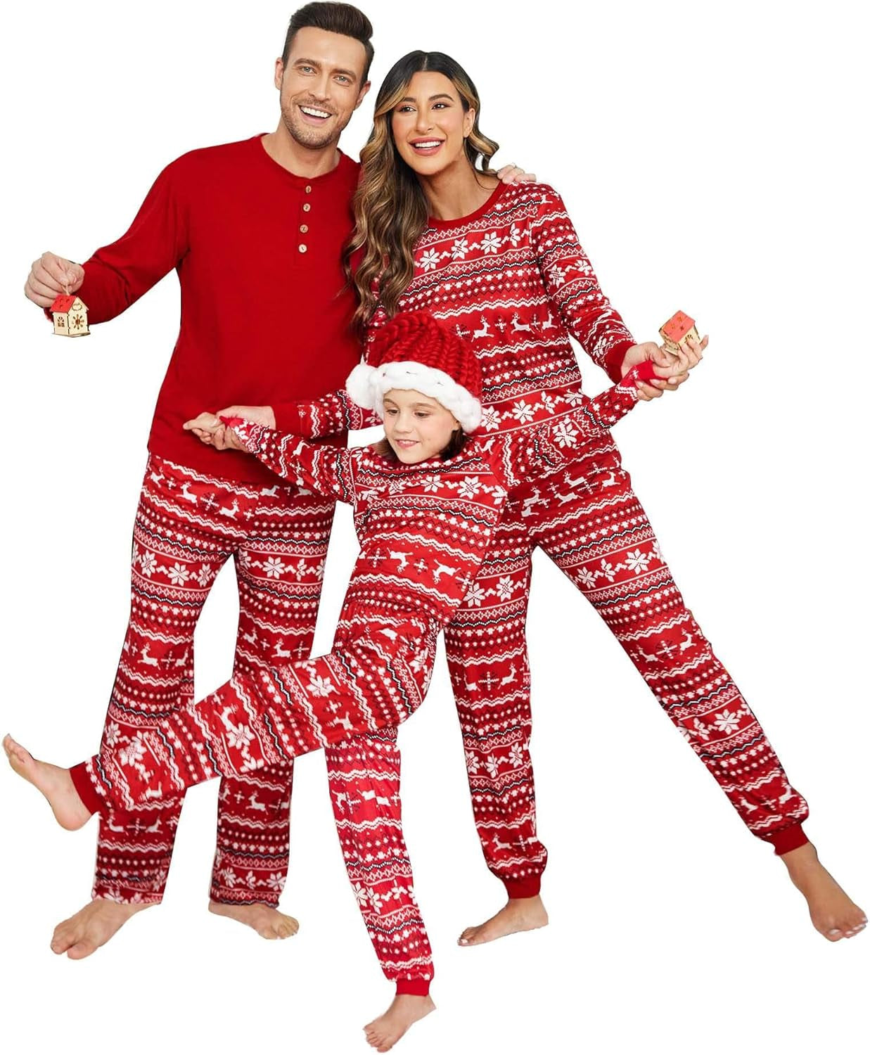 Ekouaer Matching Family Christmas Pajamas – Long Sleeve Holiday Lounge Sets