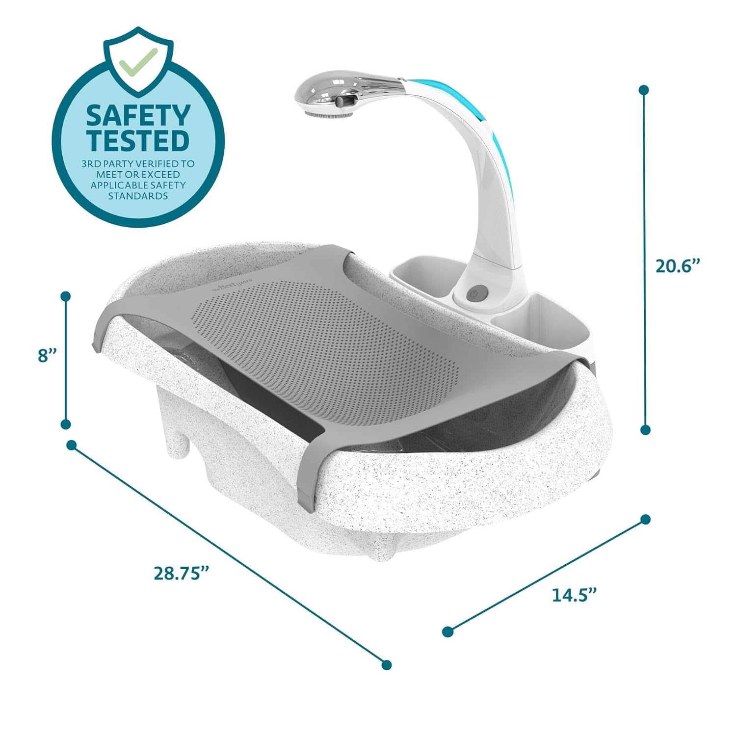 The First Years Rain Shower Baby Bathtub | 3-in-1 Infant Sling & Spray Shower Set