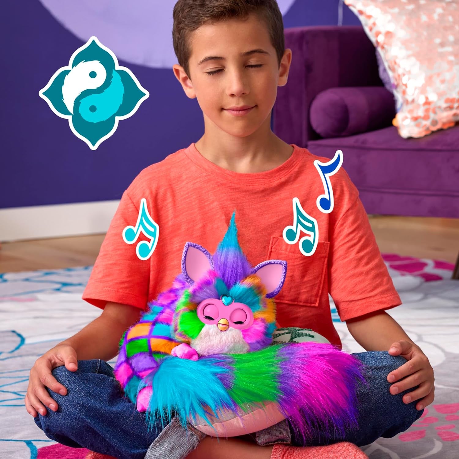 FURBY DJ Interactive Plush Toy – Music, Lights & Motion (Neon Star, 32")