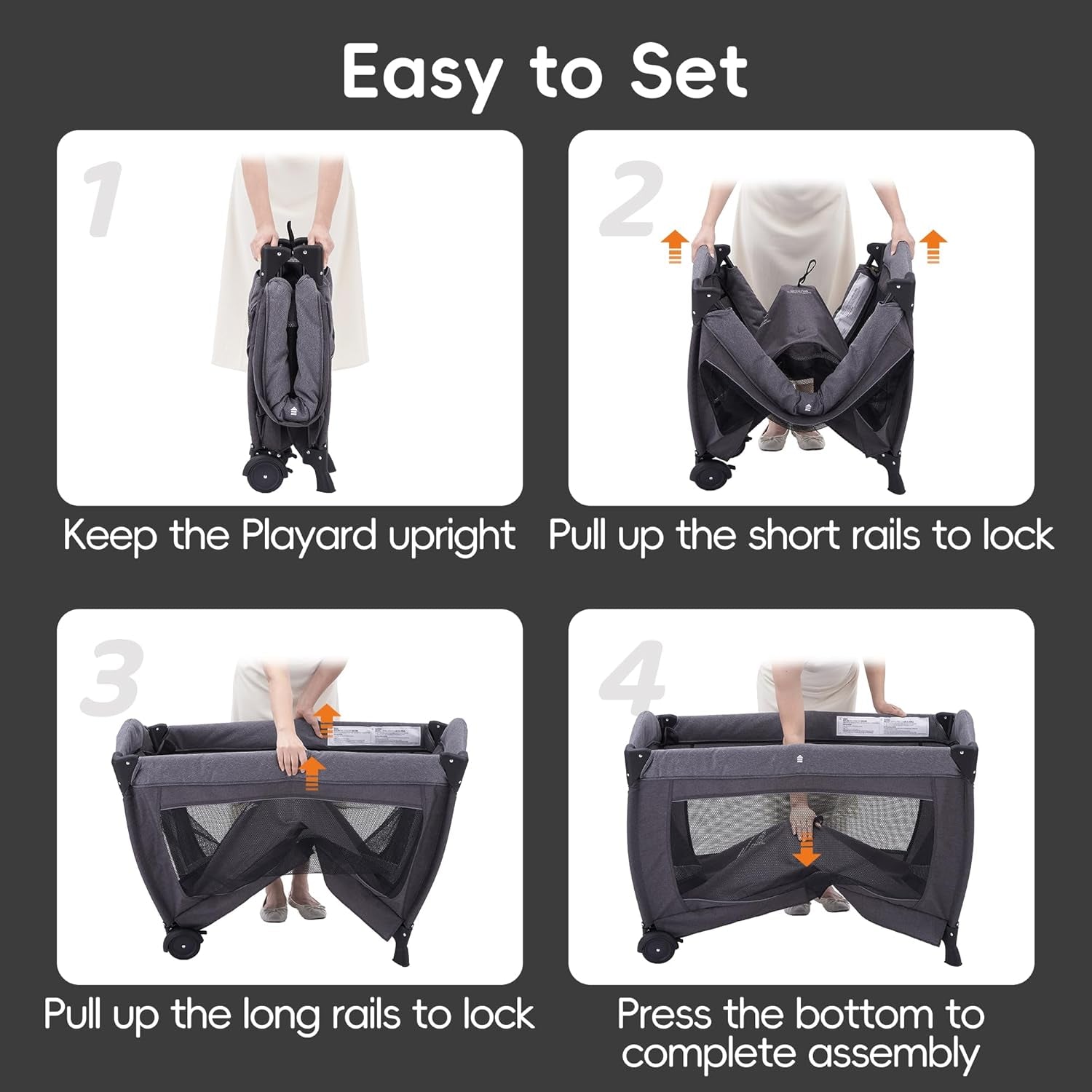 Pamo Babe Portable Playpen – Foldable Baby Playard with Mattress & Changing Table