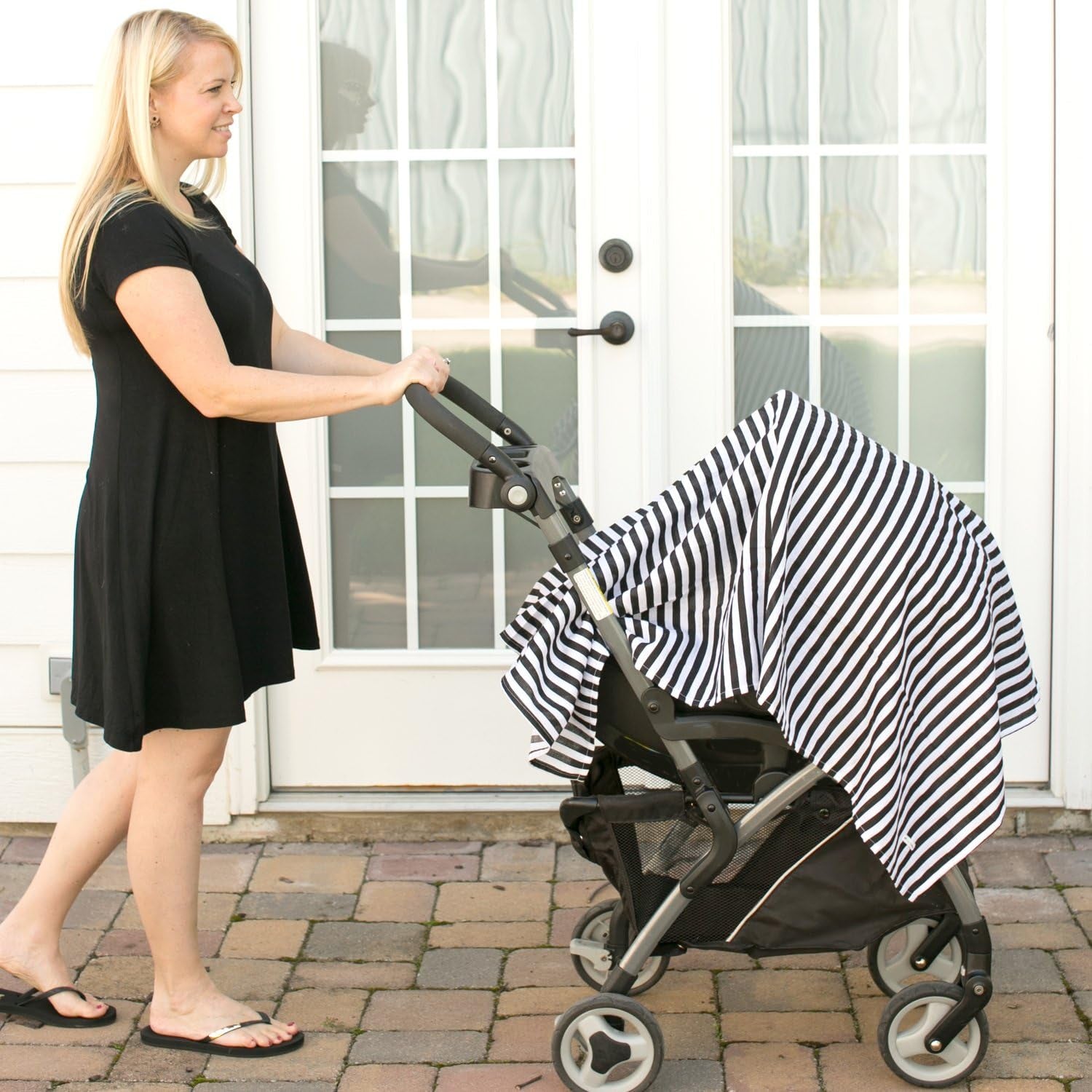 Muslin Swaddle Blankets – 3-Pack Soft Cotton Baby Wraps (47×47”, Black & White Prints)