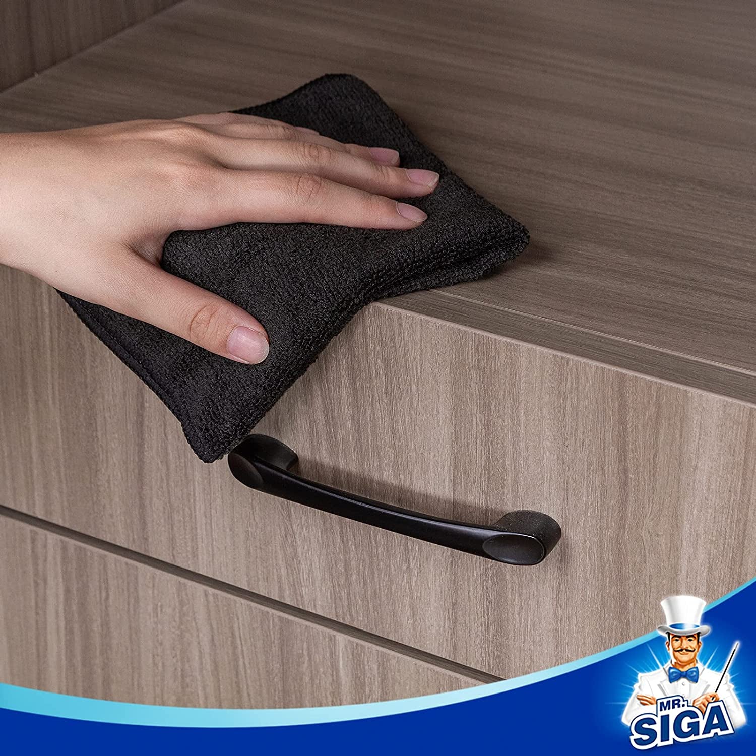 MR.SIGA Microfiber Cleaning Cloth, All-Purpose Microfiber Towels, Streak Free Cleaning Rags, Pack of 12, Black, Size 32 X 32 Cm(12.6 X 12.6 Inch)