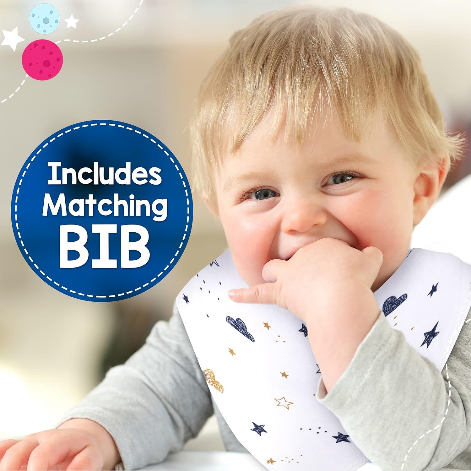 Baby Monthly Milestone Blanket – 50×40” Soft Fleece Photo Blanket with Bib & Frames (Moon Theme)