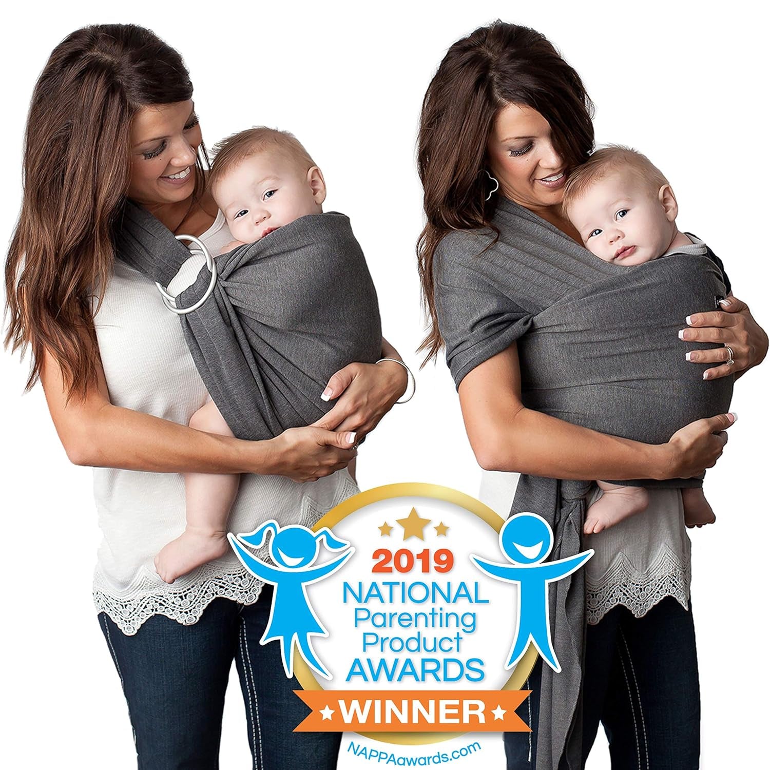 Kids N’ Such 4-in-1 Baby Wrap & Sling Carrier – Charcoal Gray