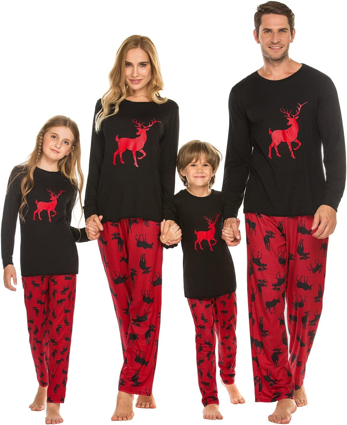 Ekouaer Matching Family Christmas Pajamas – Long Sleeve Pullover & Printed Pants Set (S–XXL)