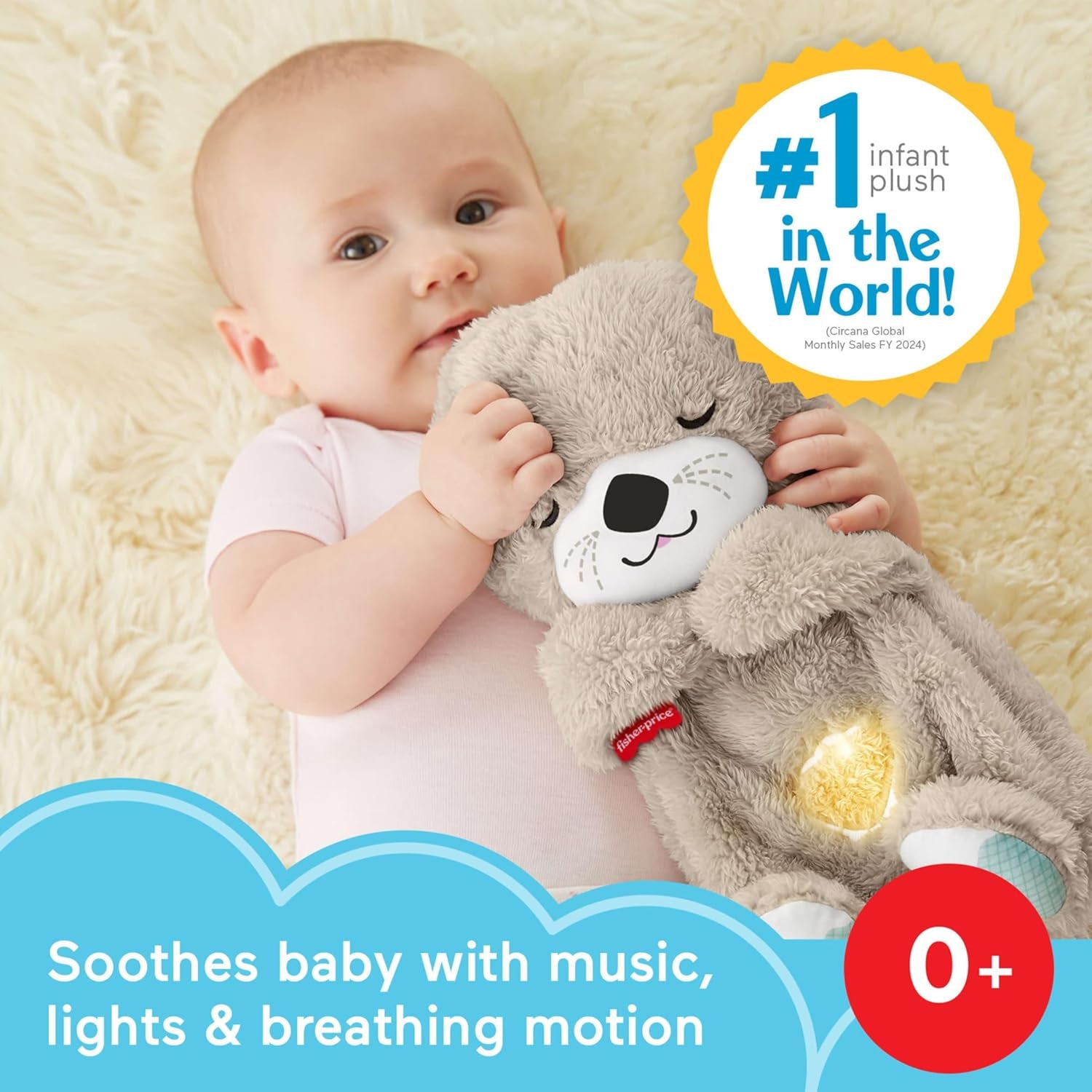 Fisher-Price Soothe ’n Snuggle Otter – Plush Baby Sound & Light Sleep Soother