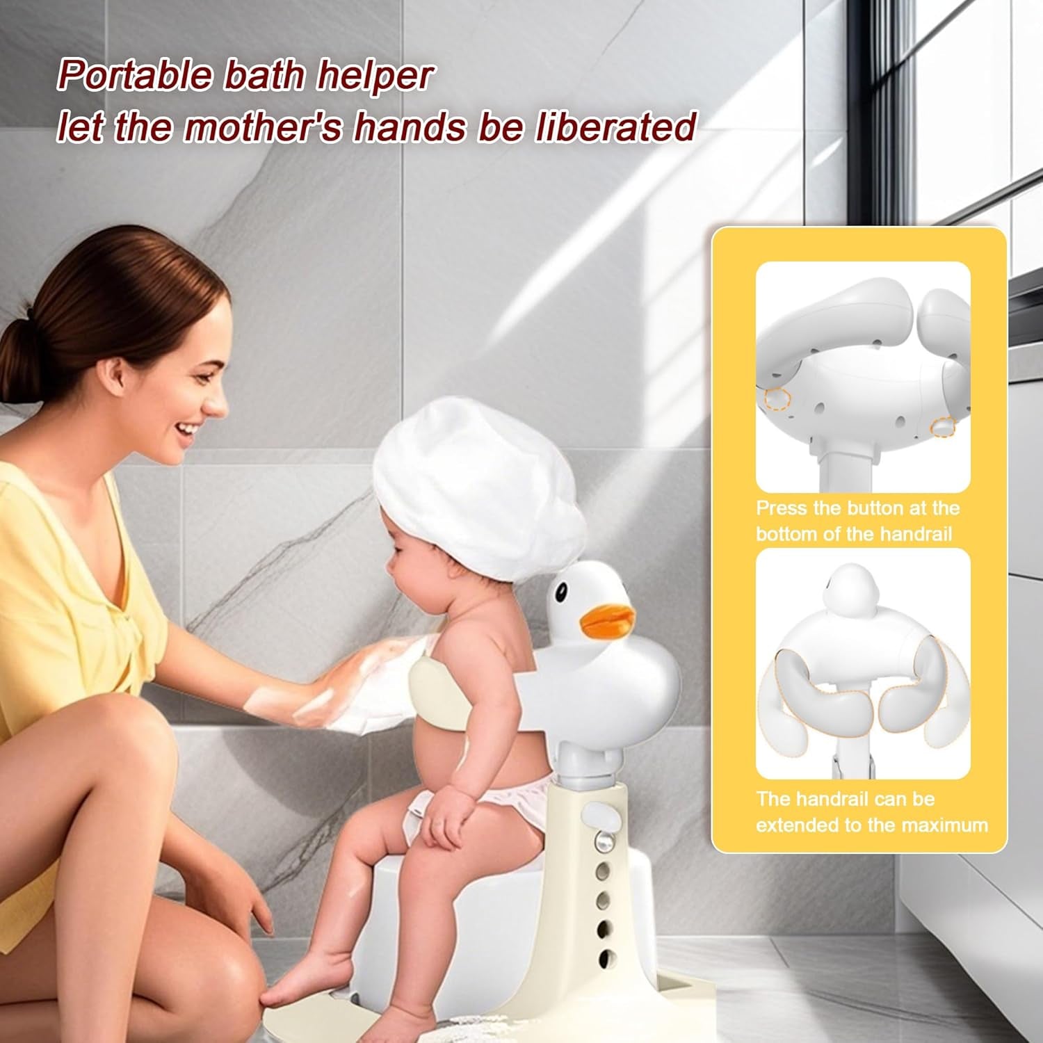 Adjustable Baby Shower Stand – Foldable Anti-Slip Bath Support for Infants & Toddlers (8–36 Months)