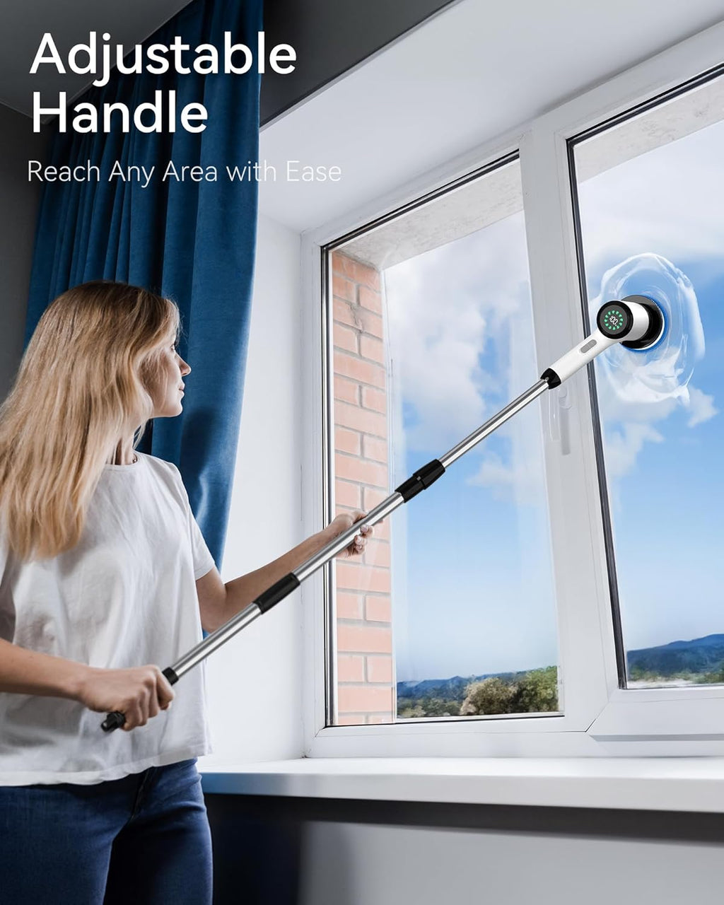 Electric Spin Scrubber: Crodless Power Spin Scrubber with Long Handle and Dual Speeds for Cleaning Bathroom Tub Tile Floor Include Cleaning Brush