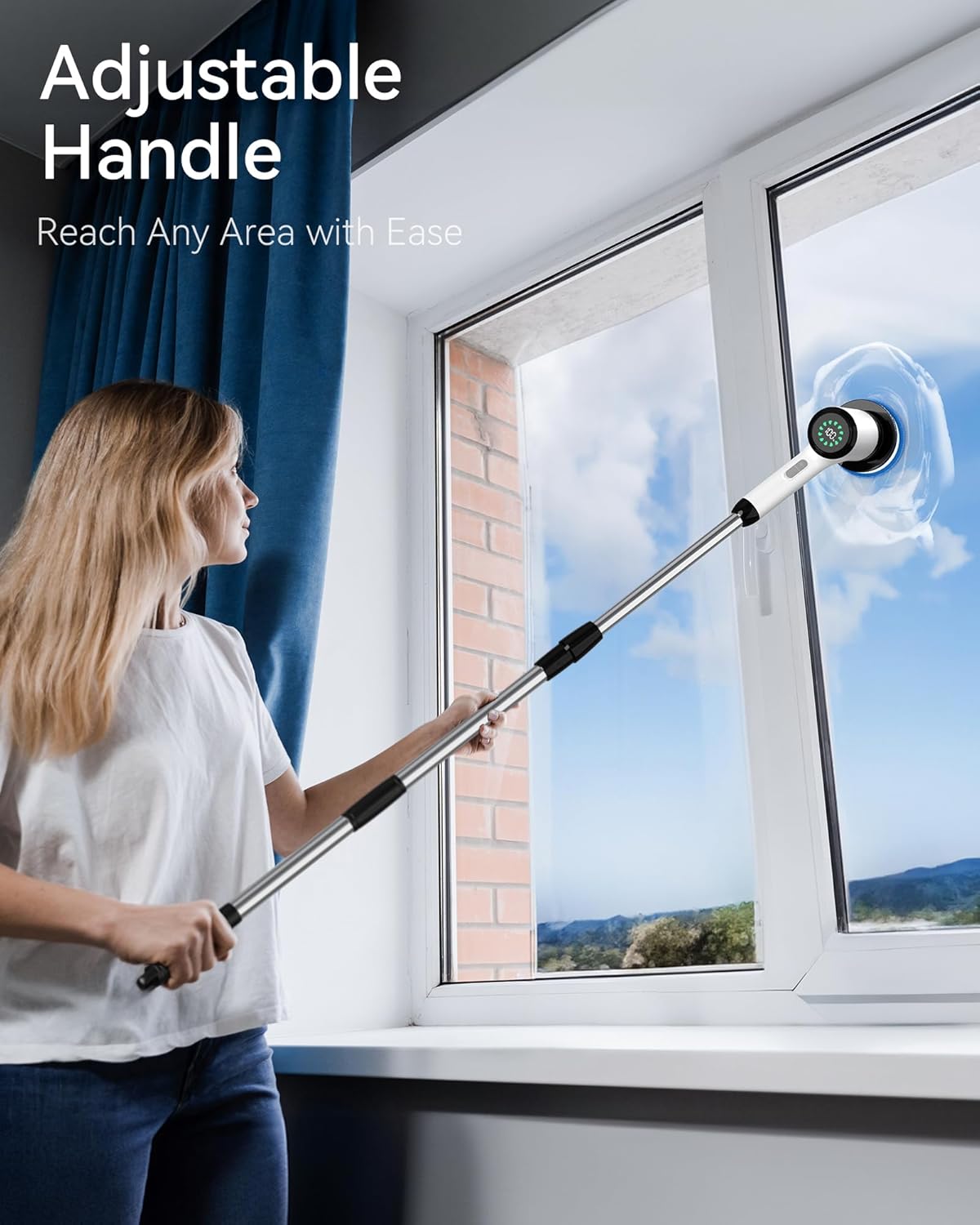 Electric Spin Scrubber: Crodless Power Spin Scrubber with Long Handle and Dual Speeds for Cleaning Bathroom Tub Tile Floor Include Cleaning Brush
