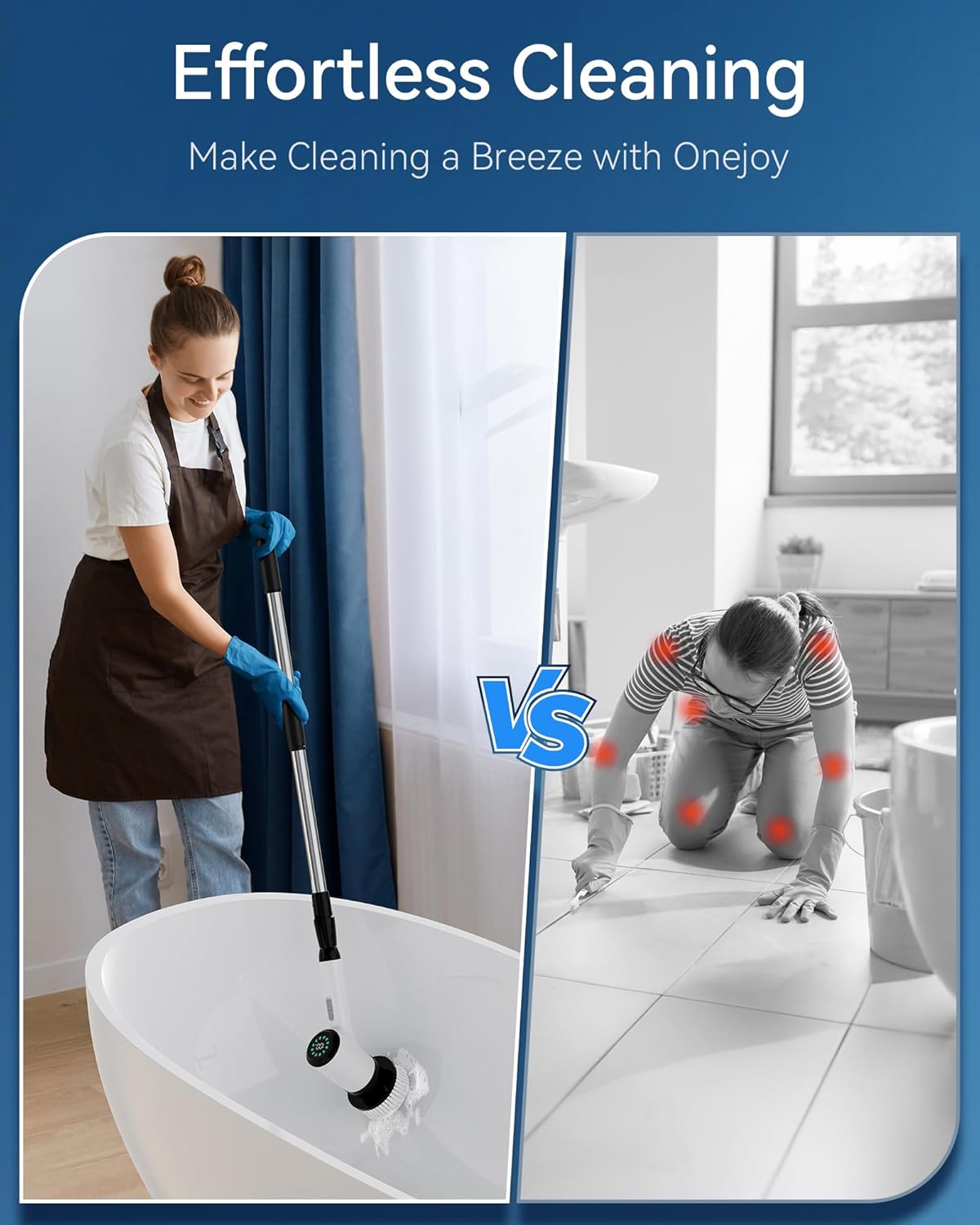 Electric Spin Scrubber: Crodless Power Spin Scrubber with Long Handle and Dual Speeds for Cleaning Bathroom Tub Tile Floor Include Cleaning Brush
