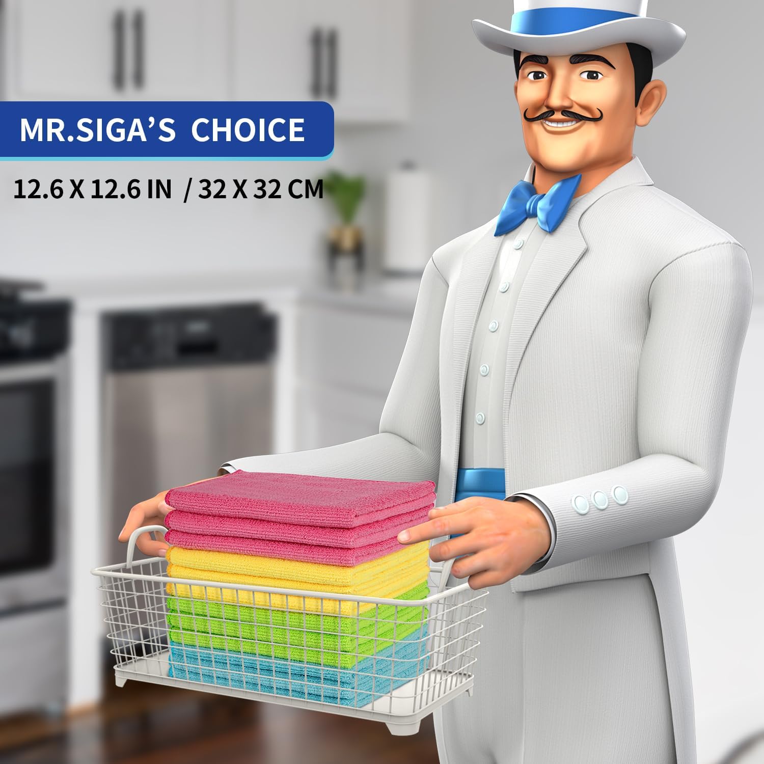 MR.SIGA Microfiber Cleaning Cloth,Pack of 12,Size:12.6" X 12.6"