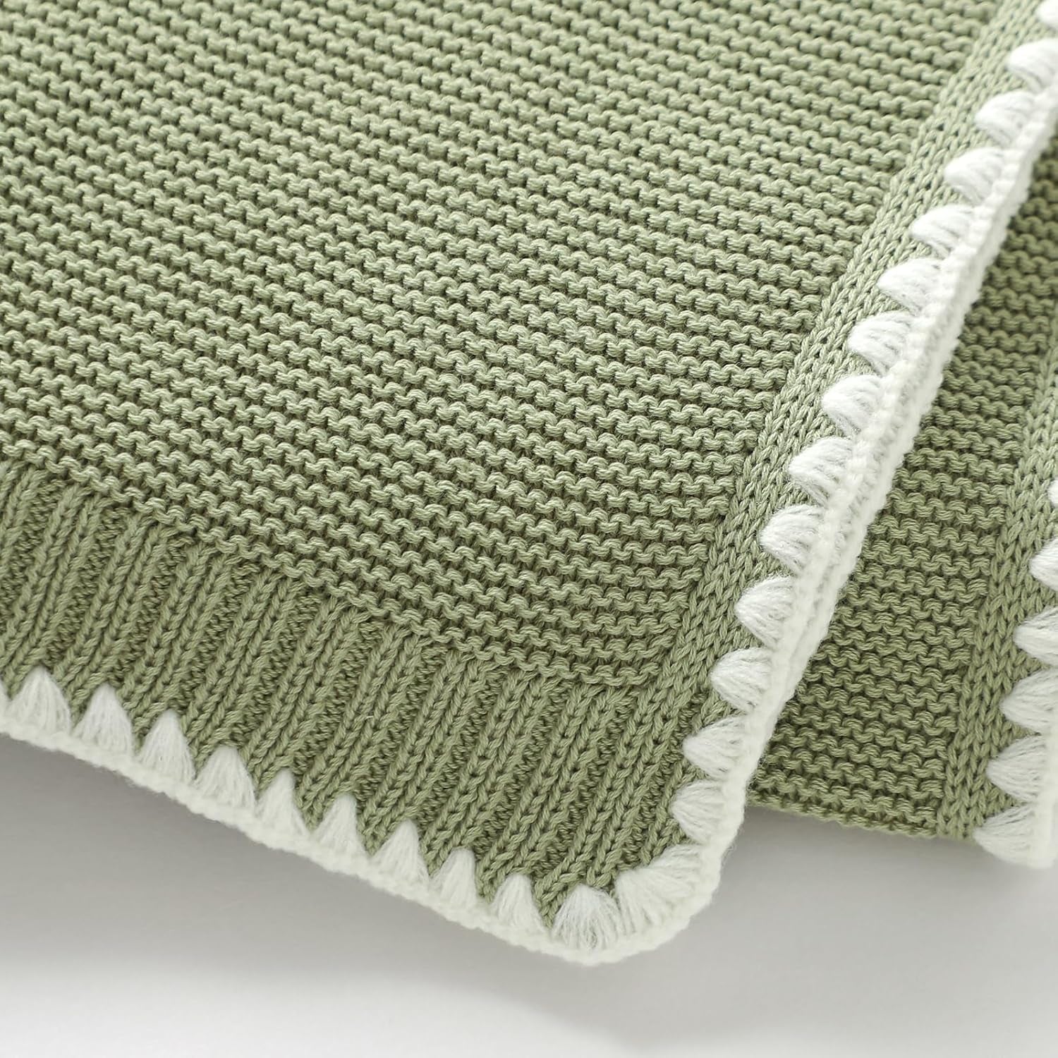 Mimixiong Cotton Baby Blanket – Gender Neutral Nursery Swaddle (Sage Green, 40×30”)