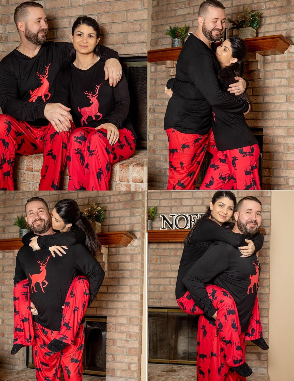 Ekouaer Matching Family Christmas Pajamas – Long Sleeve Pullover & Printed Pants Set (S–XXL)
