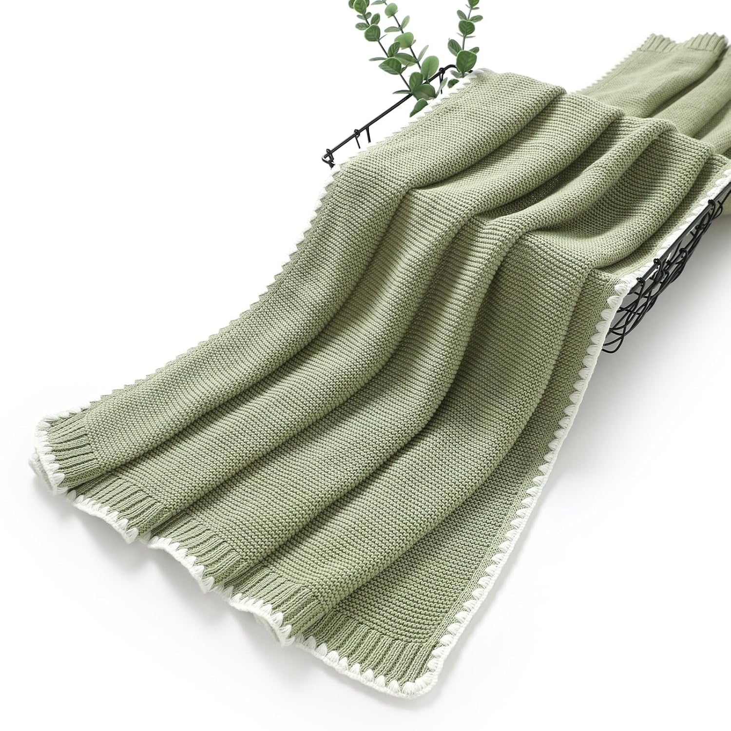 Mimixiong Cotton Baby Blanket – Gender Neutral Nursery Swaddle (Sage Green, 40×30”)
