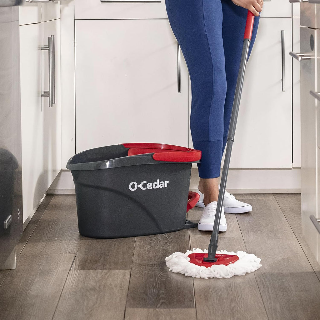O-Cedar Easywring Microfiber Spin Mop & Bucket Floor Cleaning System with 3 Extra Refills