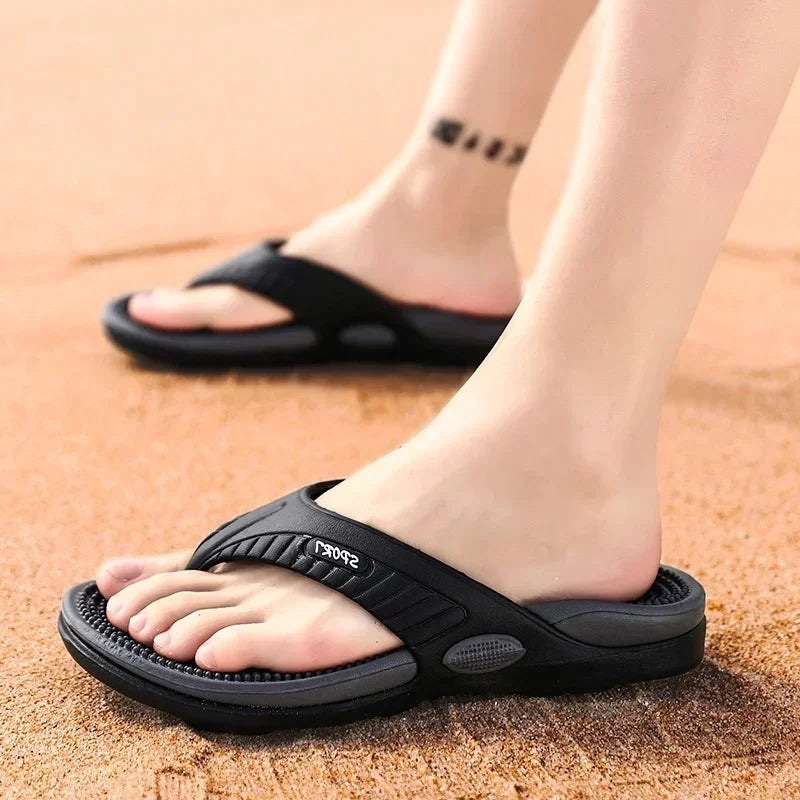 Massage Flip Flops for Men Summer Breathable Beach Shoes Sandals Men Luxury Flip Flops Breathable plus plus Size Men Slippers 46