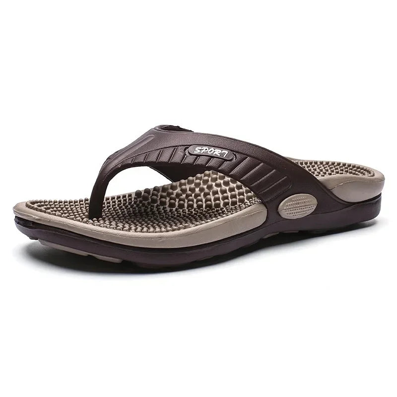 Massage Flip Flops for Men Summer Breathable Beach Shoes Sandals Men Luxury Flip Flops Breathable plus plus Size Men Slippers 46