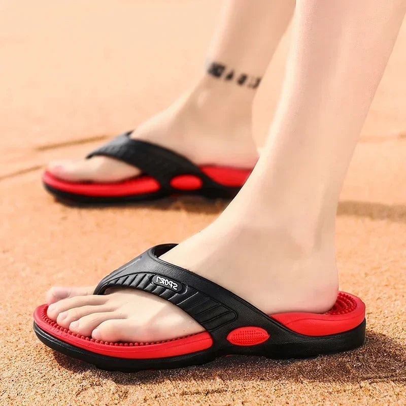 Massage Flip Flops for Men Summer Breathable Beach Shoes Sandals Men Luxury Flip Flops Breathable plus plus Size Men Slippers 46