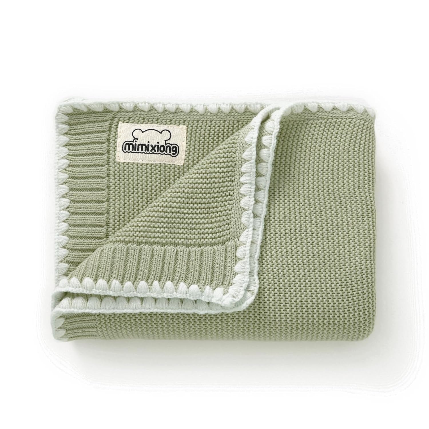Mimixiong Cotton Baby Blanket – Gender Neutral Nursery Swaddle (Sage Green, 40×30”)