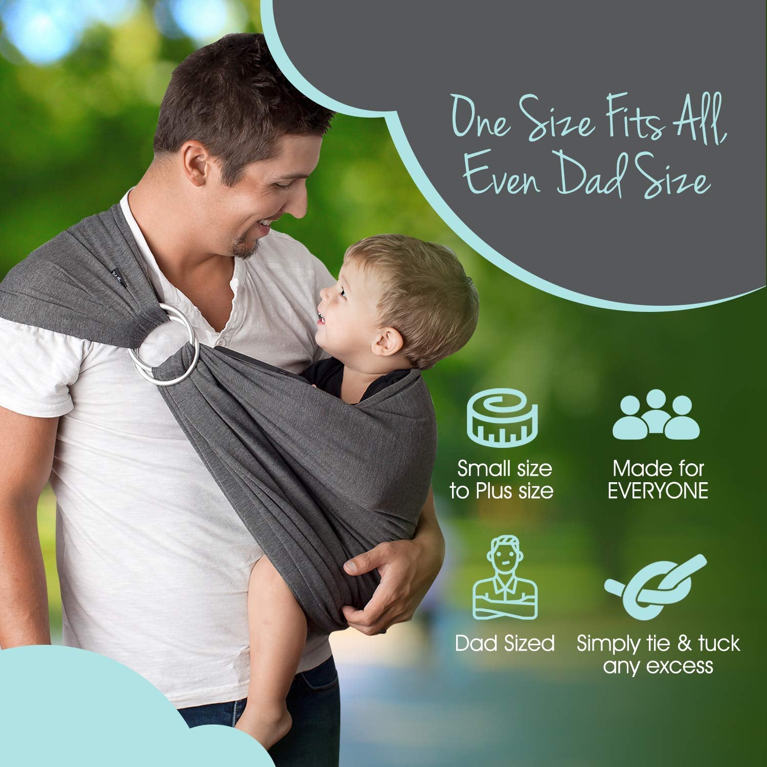 Kids N’ Such 4-in-1 Baby Wrap & Sling Carrier – Charcoal Gray