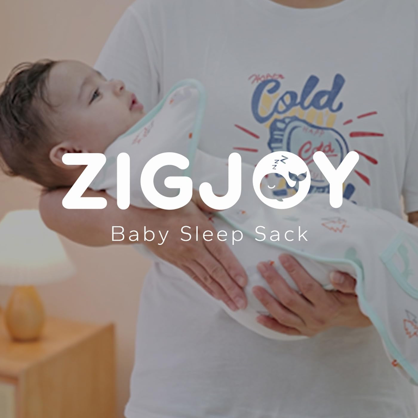 ZIGJOY Baby Transition Swaddle Sack – 0.5 TOG Cotton Sleep Sack with 2-Way Zipper (Coral, 0–3 Months)