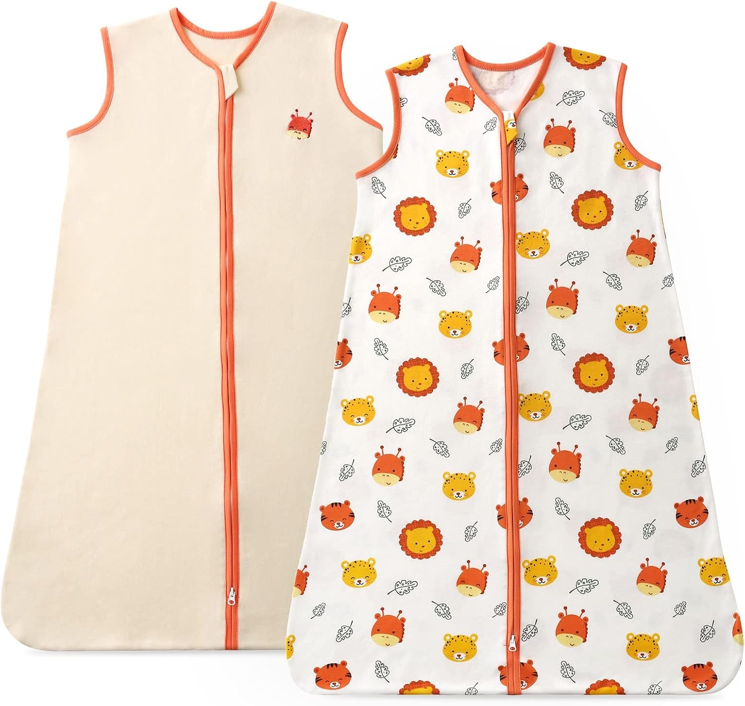 POSENPRO Baby Sleep Sack – 2-Pack Cotton Wearable Blankets with 2-Way Zipper (Unisex, All-Season)