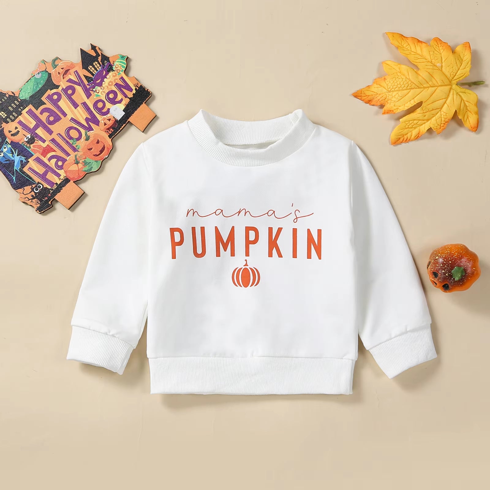 Family Matching Outfit Baby Girl Halloween Clothes Long Sleeve Pumpkin Printed Crew Neck Sweatshirts