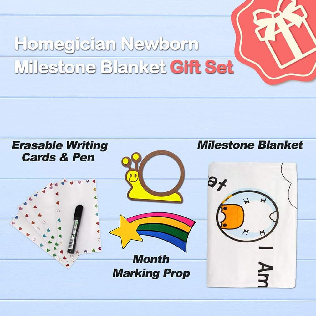 Baby Monthly Milestone Blanket – Animal Theme Growth Chart Photography Prop (50×40")