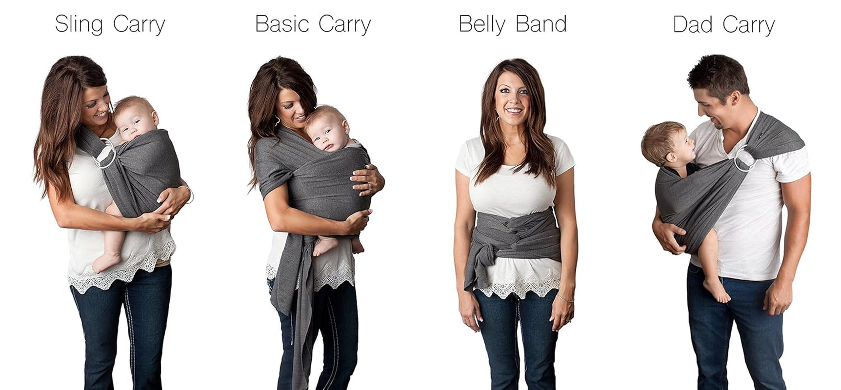 Kids N’ Such 4-in-1 Baby Wrap & Sling Carrier – Charcoal Gray