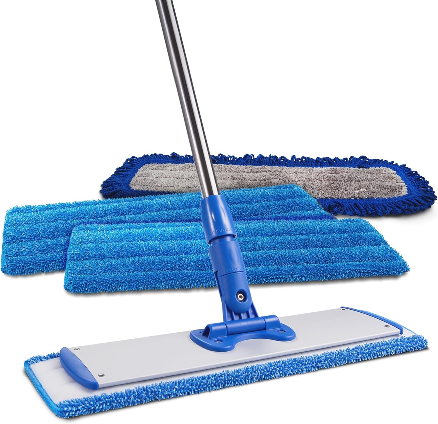 18-Inch Professional Microfiber Hardwood Floor Mop - Efficient Dust and Wet Mopping for Hardwood, Tile, Laminate, and Vinyl with Three Washable Pads, No Buckets Required