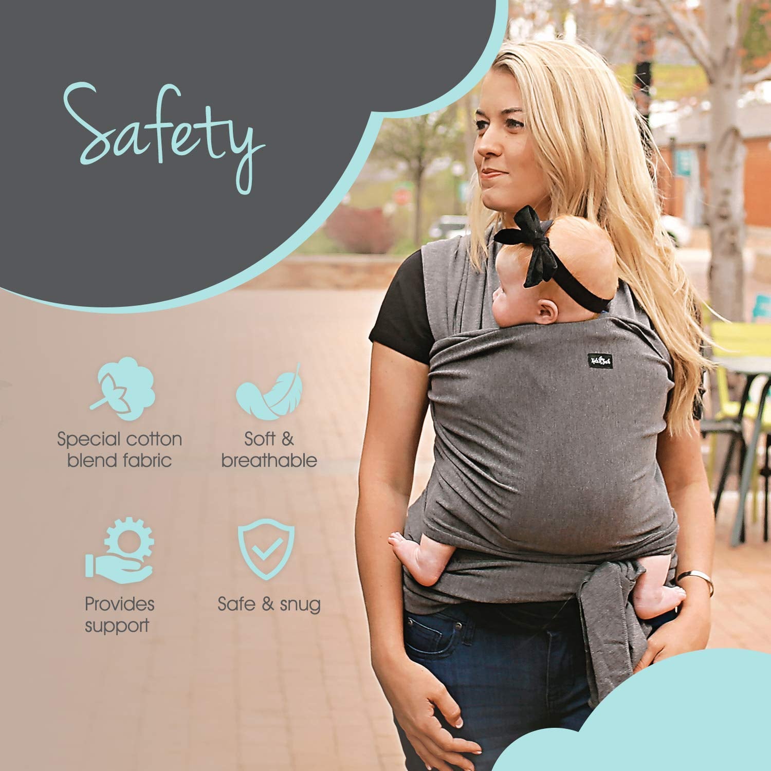 Kids N’ Such 4-in-1 Baby Wrap & Sling Carrier – Charcoal Gray
